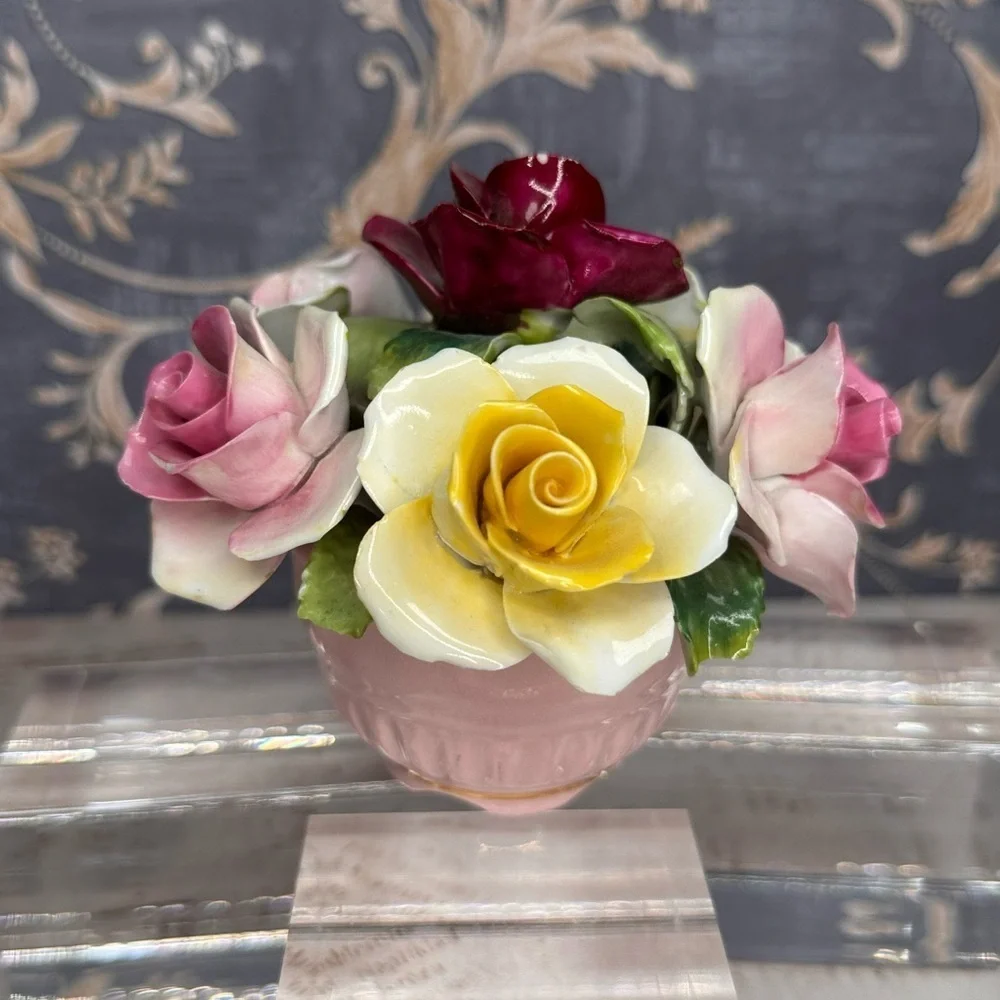 Vintage Staffordshire Bone China Floral Arrangement England Hand Painted